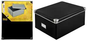 Box schwarz mit Deckel, 36x28x17cm - Aufbewahrungsbox, faltbar
