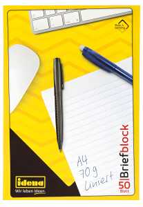 Idena Briefblock FSC-Mix A4 liniert, 70g/m²,50 Bl. - kopfgeleimt