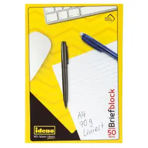 Idena Briefblock FSC-Mix A4 liniert, 70g/m²,50 Bl. - kopfgeleimt