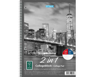 STY Collegeblock Duo Spiralblock A4 kar+lin 80 Blatt perf.