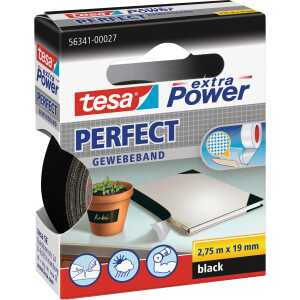 tesa Gewebeklebeband extra Power Perfect - 2,75 m x 38 mm, schwarz