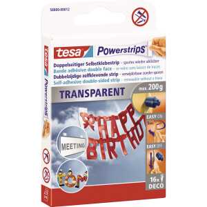 tesa Powerstrips Deco - ablösbar, Tragfähigkeit 200 g, transparent