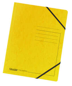 Falken Eckspanner Karton gelb mit Gummizug, für DIN A4
