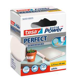tesa Gewebeklebeband extra Power Perfect - 2,75 m x 38 mm, weiß