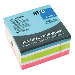 Haftnotizen Würfel 75x75 400Bl,Farbmix 4-farbig, blau/pink/grün/weiß