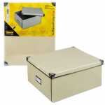 Box creme mit Deckel, 36x28x17cm - Aufbewahrungsbox faltbar