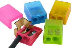 Doppelspitzer 2-in-1 Box m Behälter 4 Farben f Federtaschen Quaderform