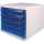 Schubladenbox, 5 Schübe weiß/blautransparent