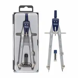 Idena Zirkel und Minen silber blau - Schnellverstellzirkel, abknickbar