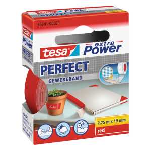 tesa Gewebeklebeband extra Power Perfect - 2,75 m x 19 mm, rot