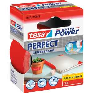 tesa Gewebeklebeband extra Power Perfect - 2,75 m x 38 mm, rot
