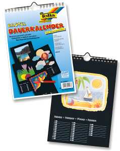Bastelkalender A4 13Bl schwarz FOLIA 23601 mit Spiralbindung immerw
