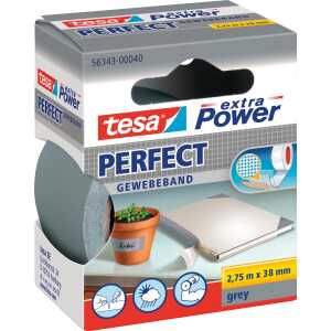 tesa Gewebeklebeband extra Power Perfect - 2,75 m x 38 mm, grau