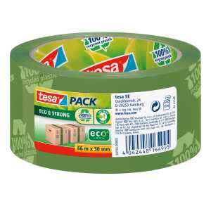 Verpackungsklebeband tesapack Eco & Strong - PP, 66 m x 50 mm, grün