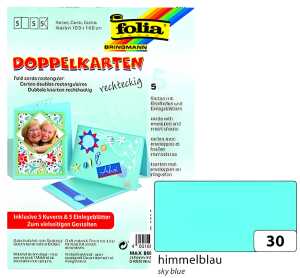 Doppelkarten m.Umschlag 5 St.,105x150mm Hellblau