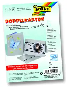 Doppelkarten m. Umschlag 5 Stück 105x150mm Silber