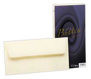 Briefhüllen DL, 25er Bütten Ivory, gefüttert