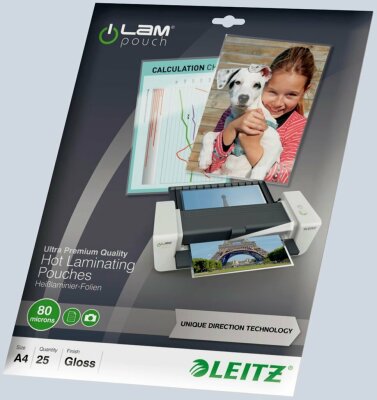 LEITZ 7479 Laminierfolie - A4, UDT, 80 mic., 25 Stück, glasklar