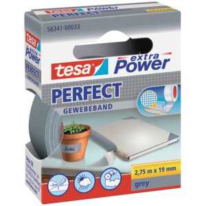 tesa Gewebeklebeband extra Power Perfect - 2,75 m x 19 mm, grau