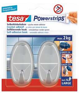 owerstrips Systemhaken - ablösbar, oval, chrom, Tragfähigkeit 2 kg