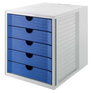 HAN Schubladenbox SYSTEMBOX KARMA - A4/C4, 5 Schubladen, grau-öko-blau