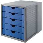 HAN Schubladenbox SYSTEMBOX KARMA - A4/C4, 5 Schubladen, grau-öko-blau