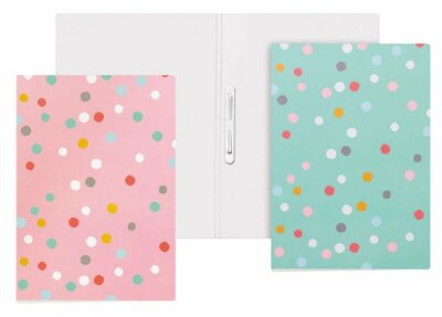 Schnellhefter Karton A4 Motiv "Dots", rosa & mint - mit Punkten - für Kinder