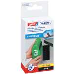 tesa On & Off Klettband - 1 m x 20 mm, schwarz, selbstklebend
