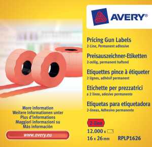 Preisetiketten 26x16mm rot 2-zeilig 10 Rollen 1200 Etiketten pro Rolle
