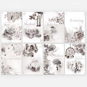 SKORPION Trauerkarten 100 Stück 8-fach sortiert