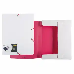 Idena Heftbox PP A4 weiß/pink Gummizug farbig