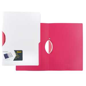 Clipmappe PP A4 weiß/pink farbiger Clip - ca. 30 Blatt 80g Papier