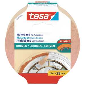 tesa Papier-Klebeband Maler-Krepp für Rundungen - 25 m x 38 mm, beige