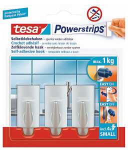 Power- Strips Tesa Minihaken eckig.Chrom 3St