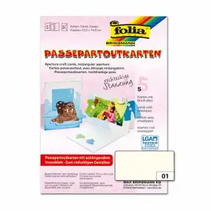 Passepartoutkarten+Kuvert rechteckig Perlweiß 5St.
