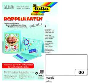 Doppelkarten m. Umschlag 5 Stück 105x150mm Weiß