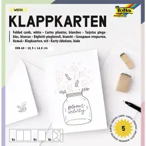 Doppelkarten m. Umschlag 5 Stück 105x150mm Weiß