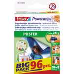 tesa Powerstrips Poster ablösbar, Tragfähigkeit 200 g, weiß, 96 Stück