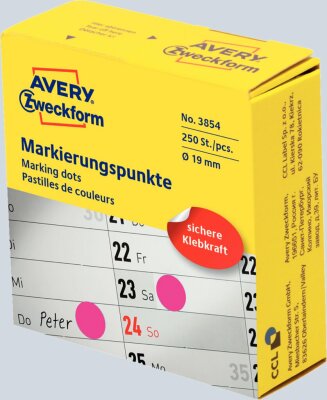 Zweckform Markierungspunkte D19mm magenta 3854 i.Spender