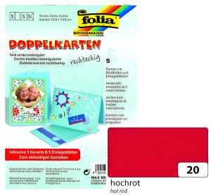 Doppelkarten m. Umschlag 5 Stück 105x105mm Rot