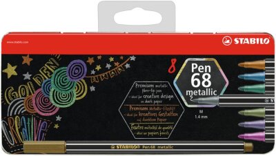 STABILO Pen 68 metallic 8er Metalletui mit Hängelasche