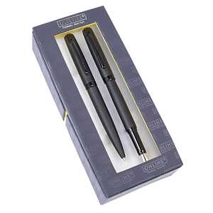 Eleganza schwarz 2er Set Füller und Kugelschreiber in Dekobox, Feder M