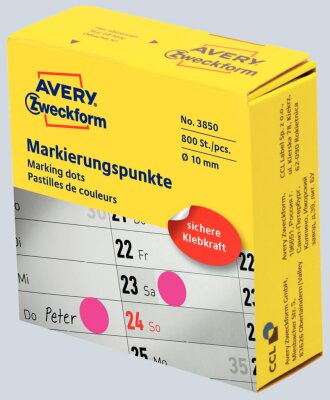 Zweckform Markierungspunkte D10mm magenta 3850 i.Spender