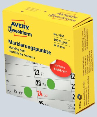 Zweckform Markierungspunkte D10mm grün 3851 i.Spender