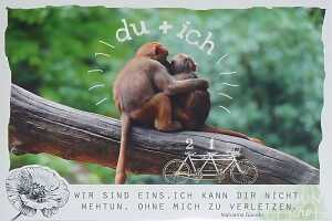 Minikarte Klappkarte Motiv 7, Affen "du + ich"