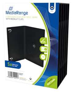 DVD-Leerhülle für 1 Disc 14mm, schwarz, 5er Pack