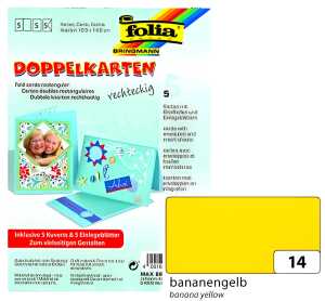 Doppelkarten m. Umschlag 220g 105x105mm Gelb