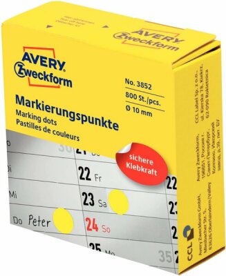 Zweckform Markierungspunkte D10mm gelb 3852 i.Spender