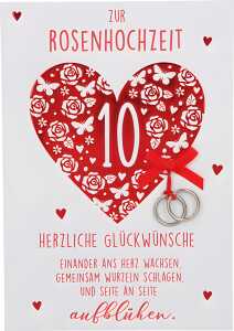 Klappkarte Besondere Anlässe Motiv 21 - Zur Rosenhochzeit 10 Herzliche