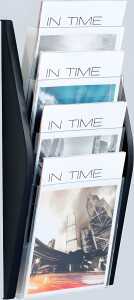 Bogendisplay A4 schwarz mit 4 Taschen